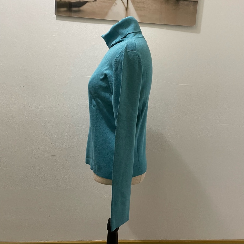 VINTAGE Sigrid Olsen Teal Silk Blend Turtleneck- Luxe Classic Size Small 💎 - Picture 5 of 14